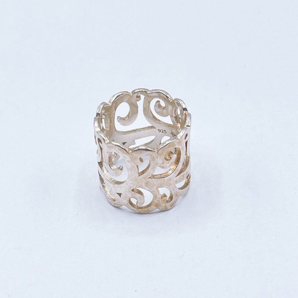 Sterling Silver Openwork Scroll Design Eden Band … - image 1